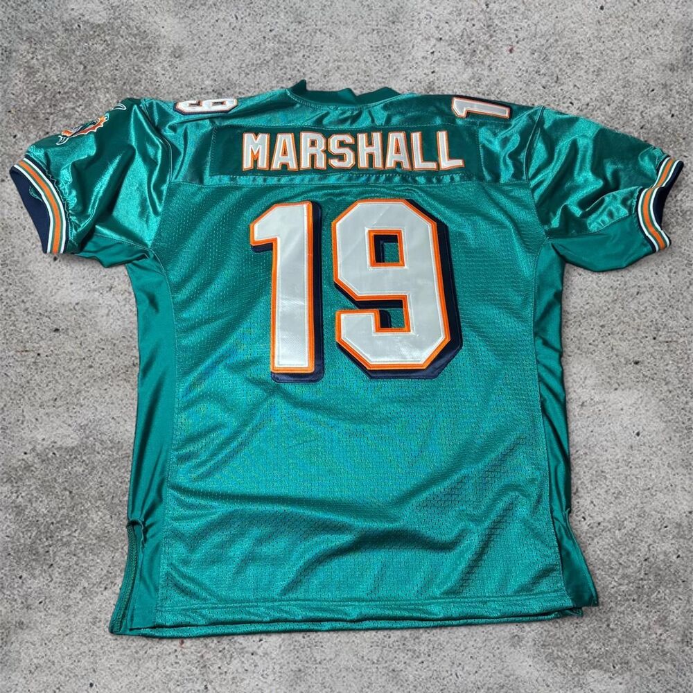 Reebok On Field Brandon Marshall Miami Dolphins Jersey Size 54 Aqua White Stitch
